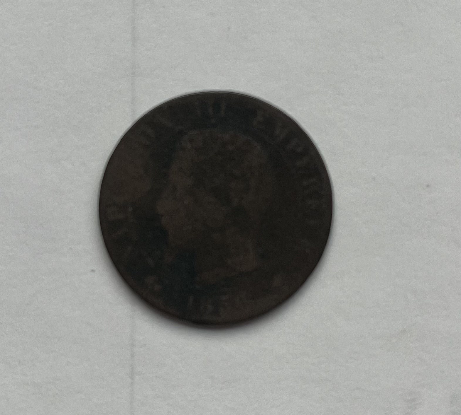 1856A FRANCE NAPOLEON III EMPEROR 10 CENTIMES BRONZE COIN
