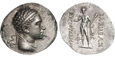 Baktria Euthydemos silver tetradrachm